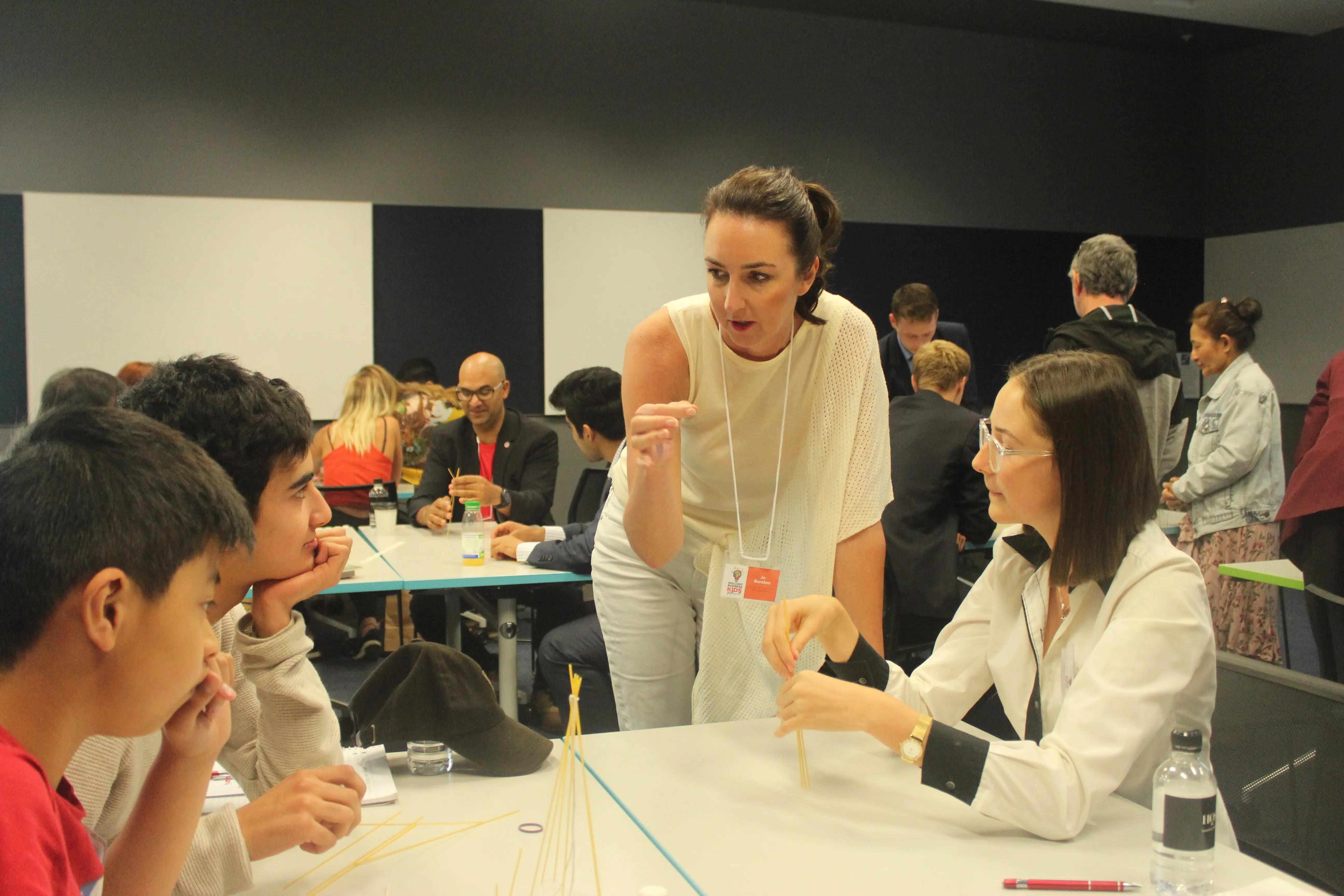 Entrepreneur Jo Burston with students